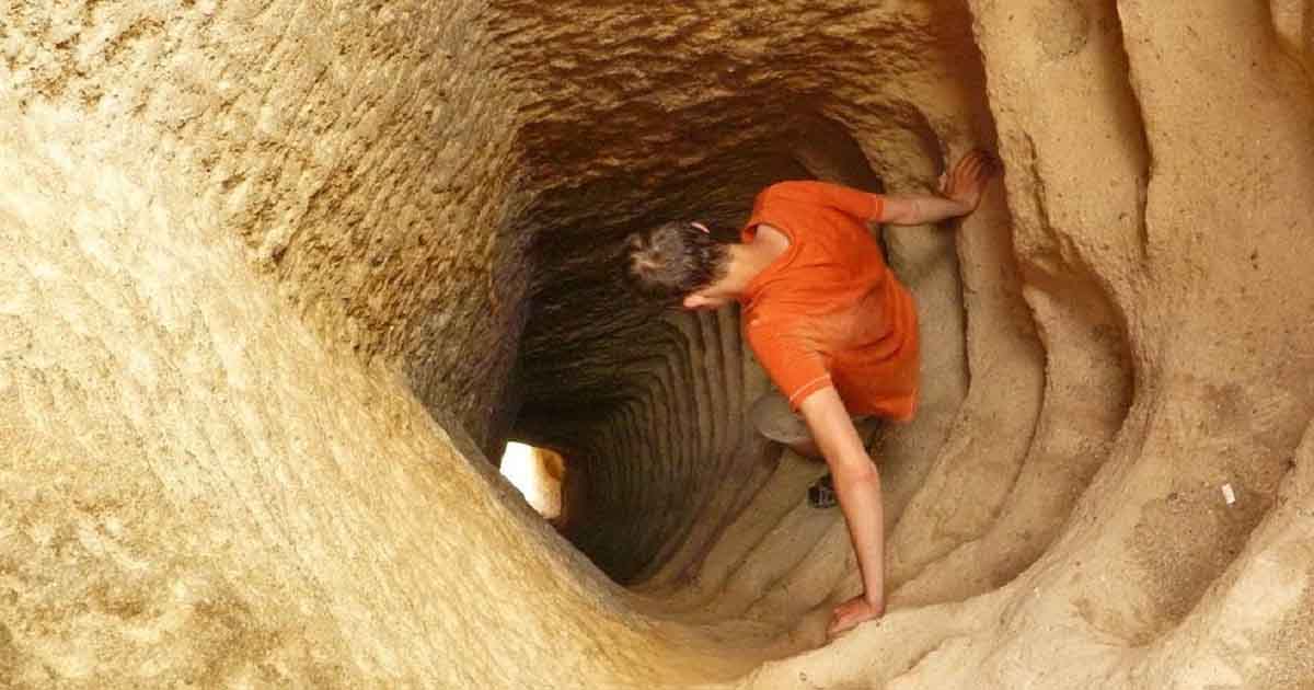 Deep holes dug by man