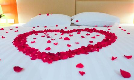 Wedding bed topped with rose